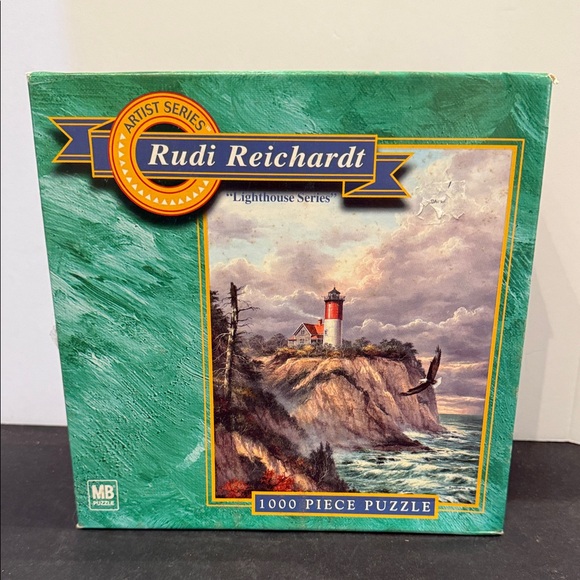 🔴3/$25🔴MILTON BRADLEY 1000 PIECE PUZZLE NAUSET LIGHTHOUSE RUDI REICHARDT - Picture 1 of 3